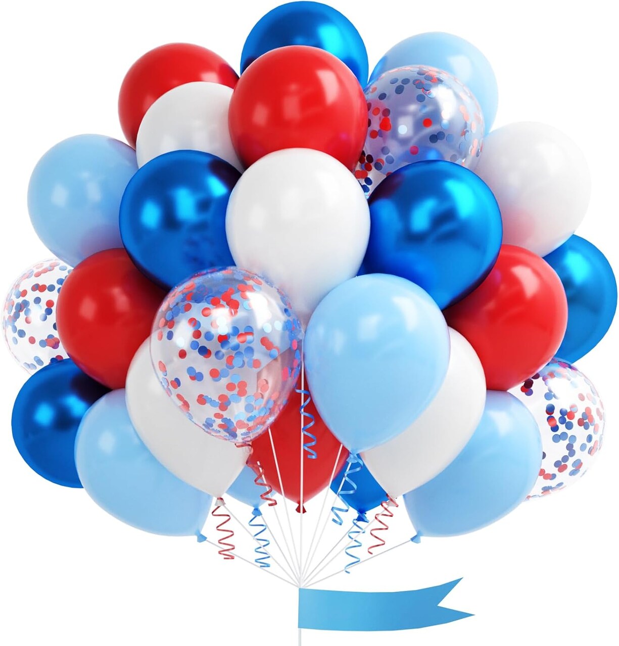 Red Blue White Balloons, 60 Pcs 12 Inches Red White Blue Balloon Set, Blue and Red Party Balloons for Party Decorations